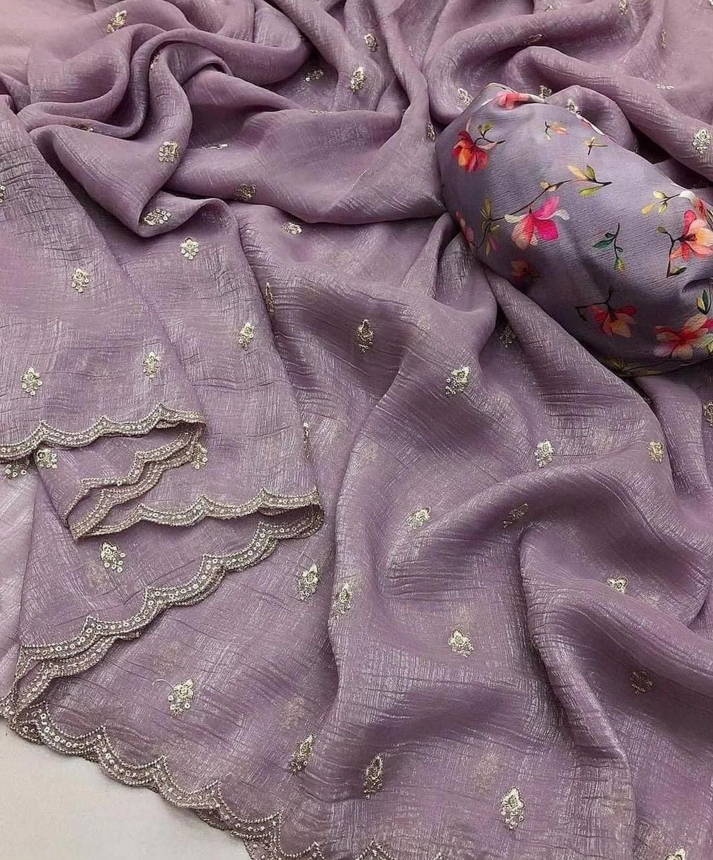 Georgette crush with embroidery work Saree