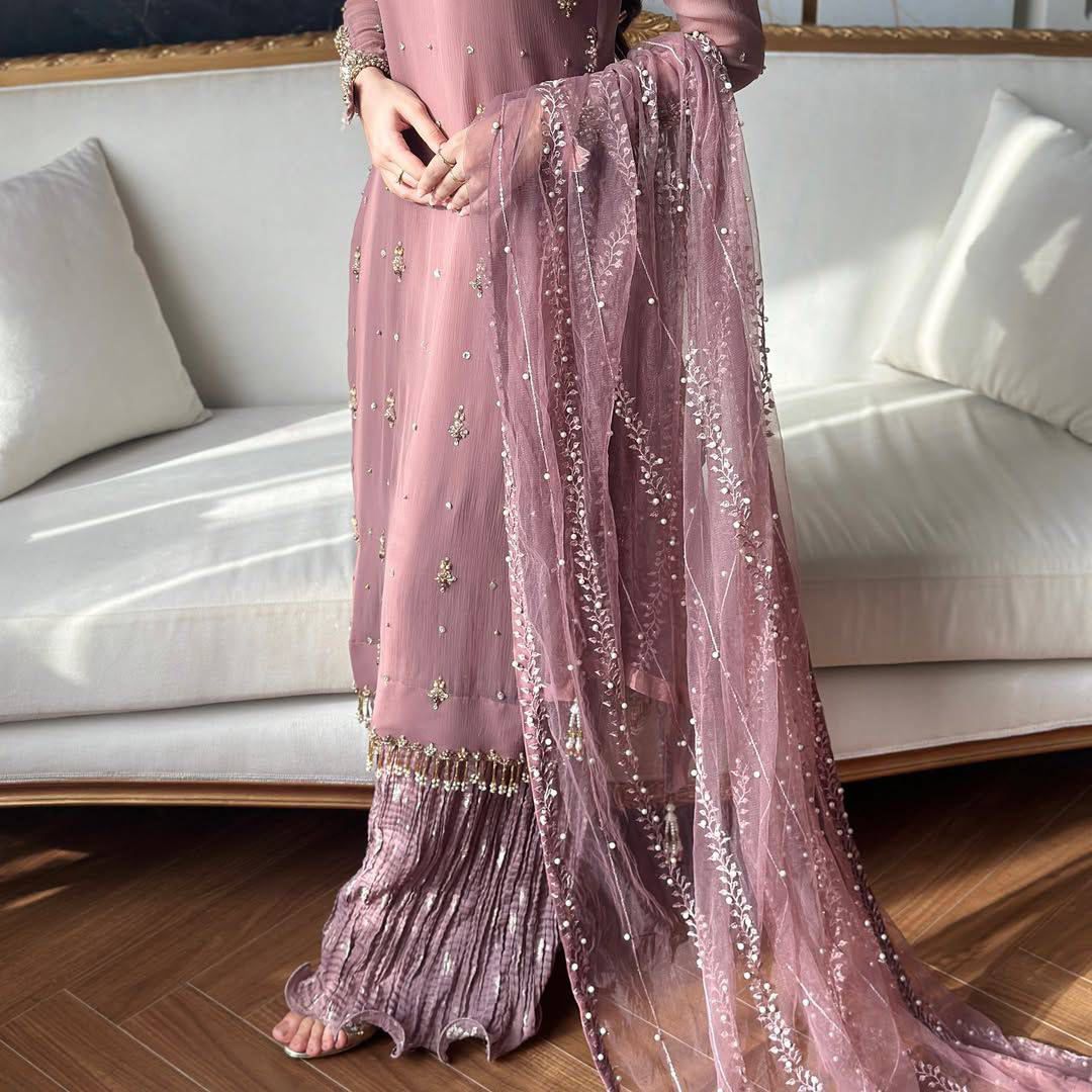 Fux Georgette Top Pallazo & Dupatta