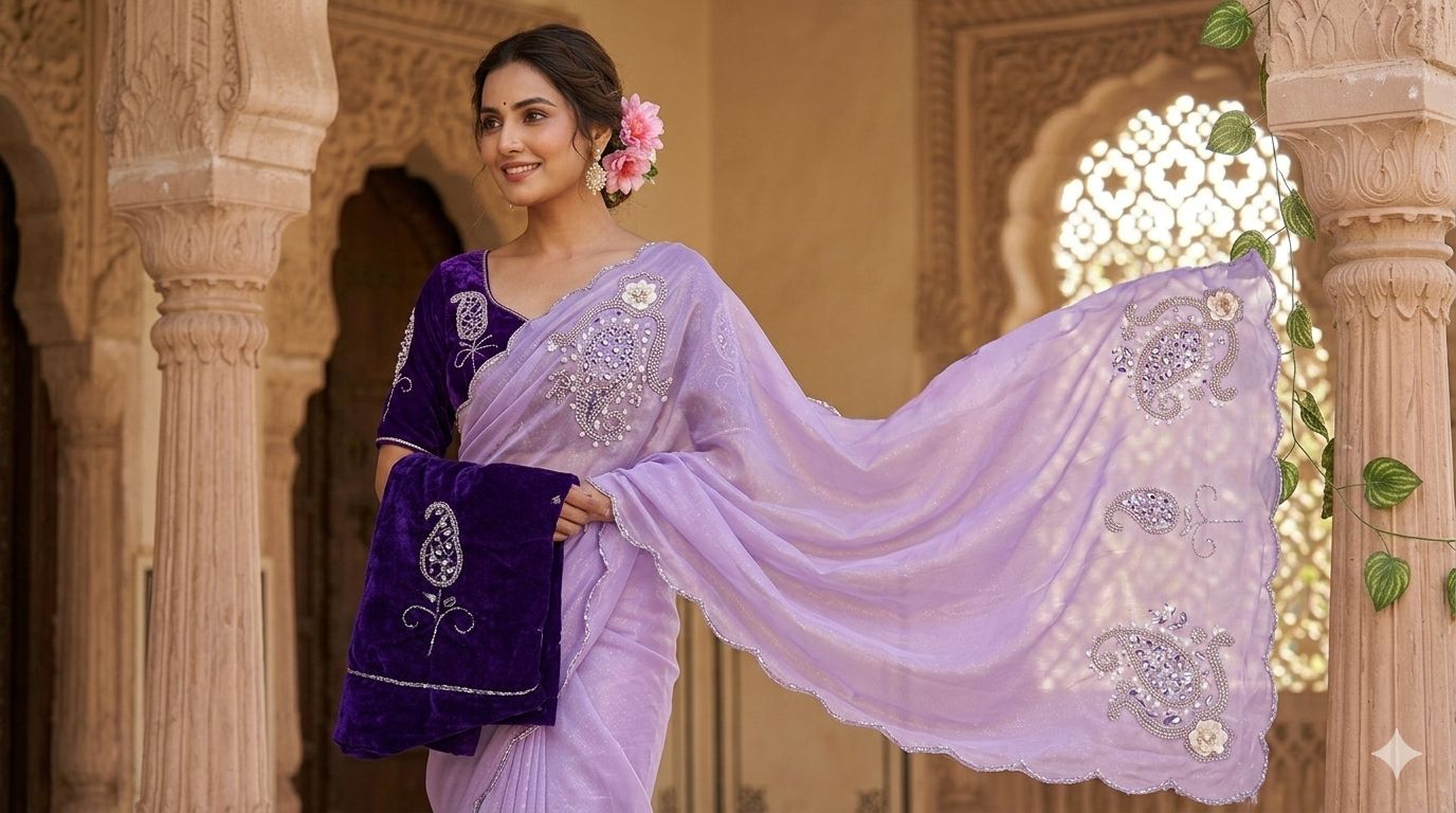Pure soft nd elegant Shimmer silk saree