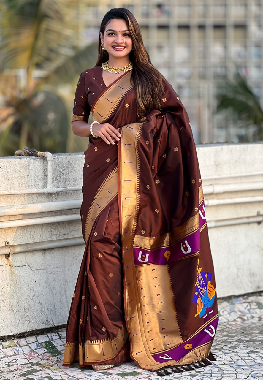 FLORAL MOTIFS PAITHANI SAREE