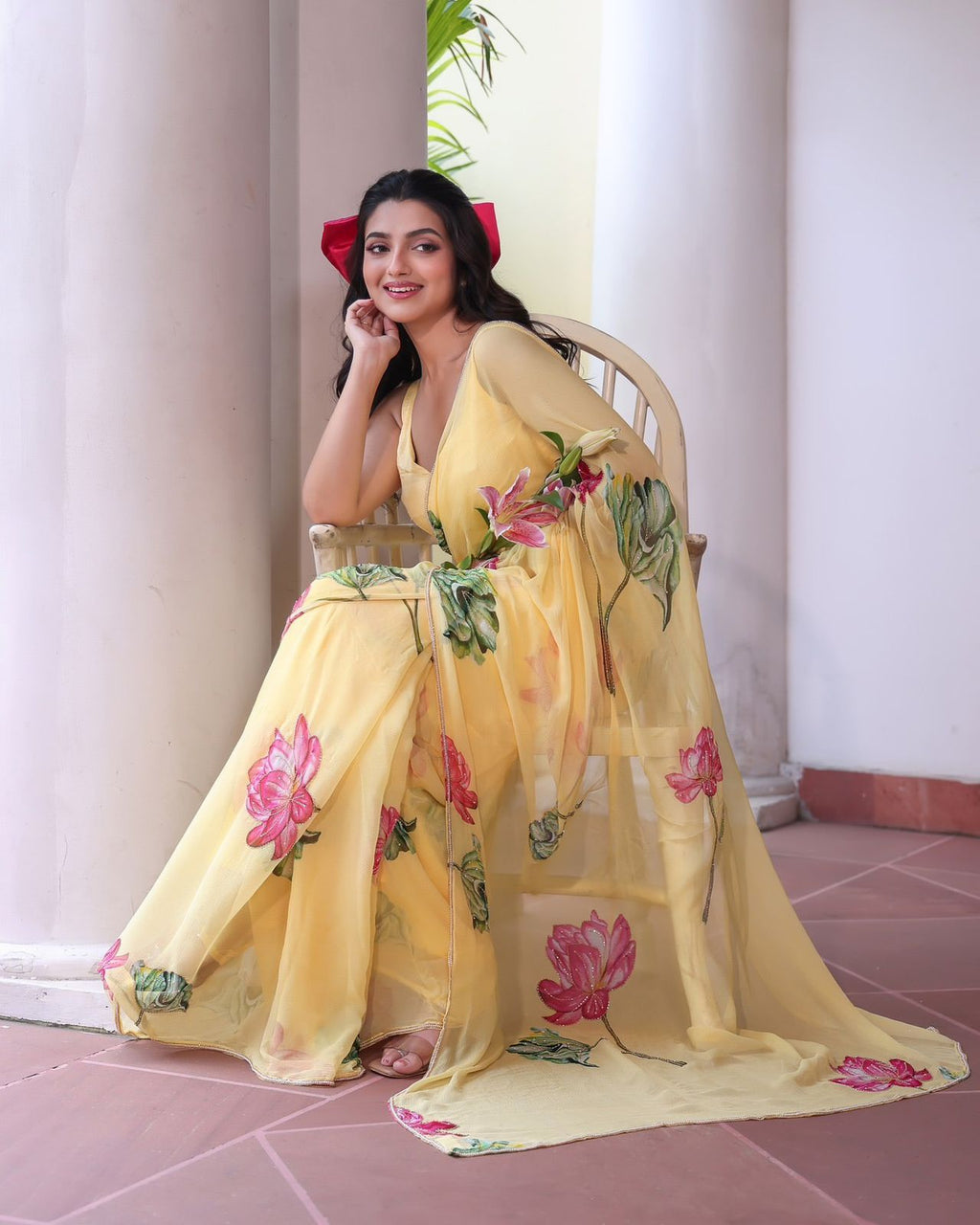 Floral Printed Tebby Silk saree