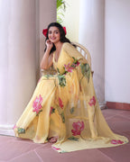 Floral Printed Tebby Silk saree