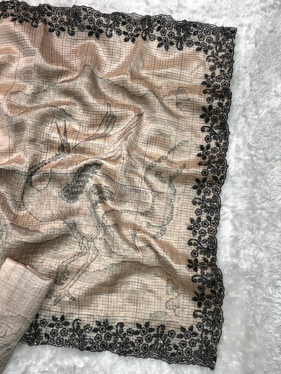 Digital Print Glass Organza Saree