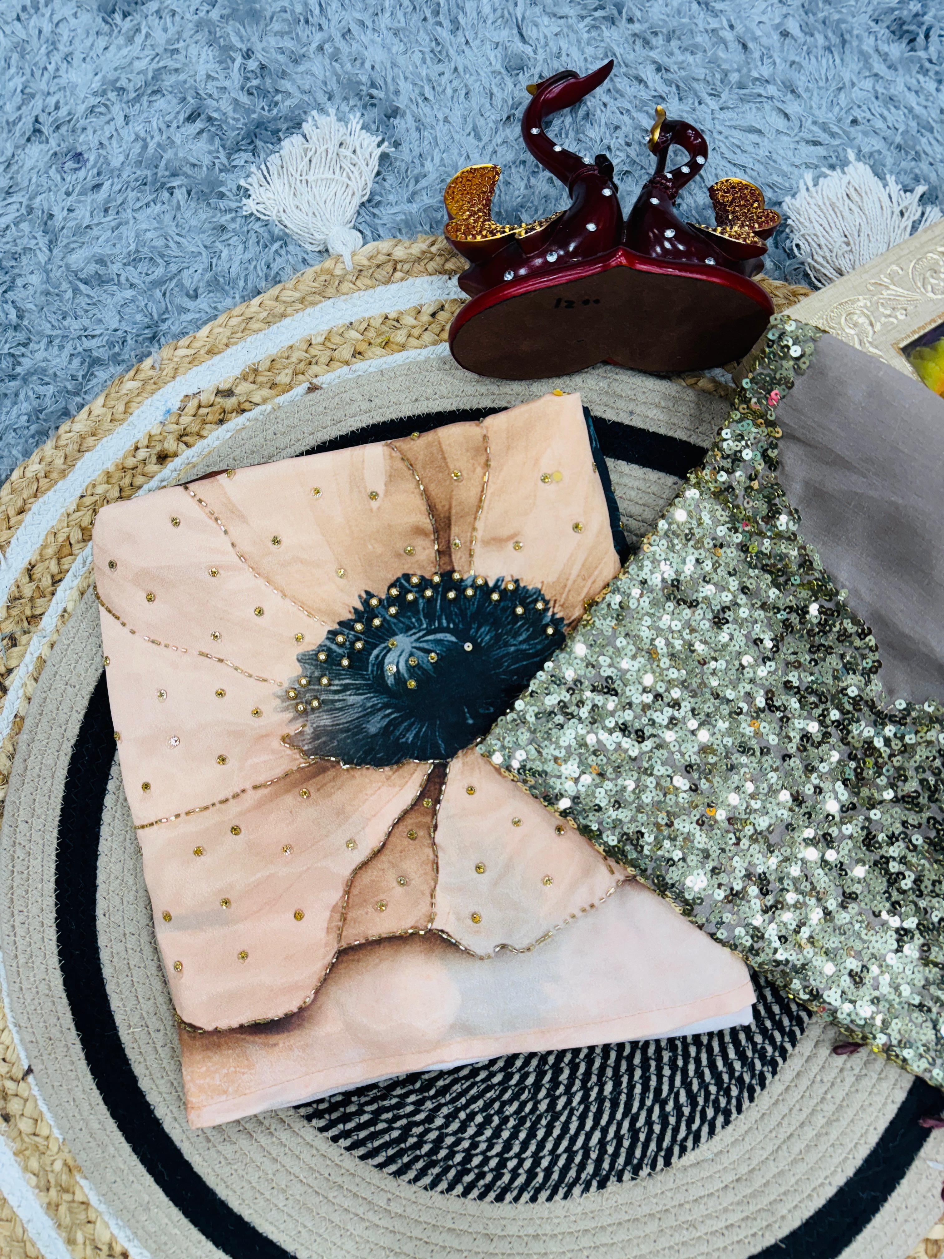 New Exclusive Floral Handwork Saree