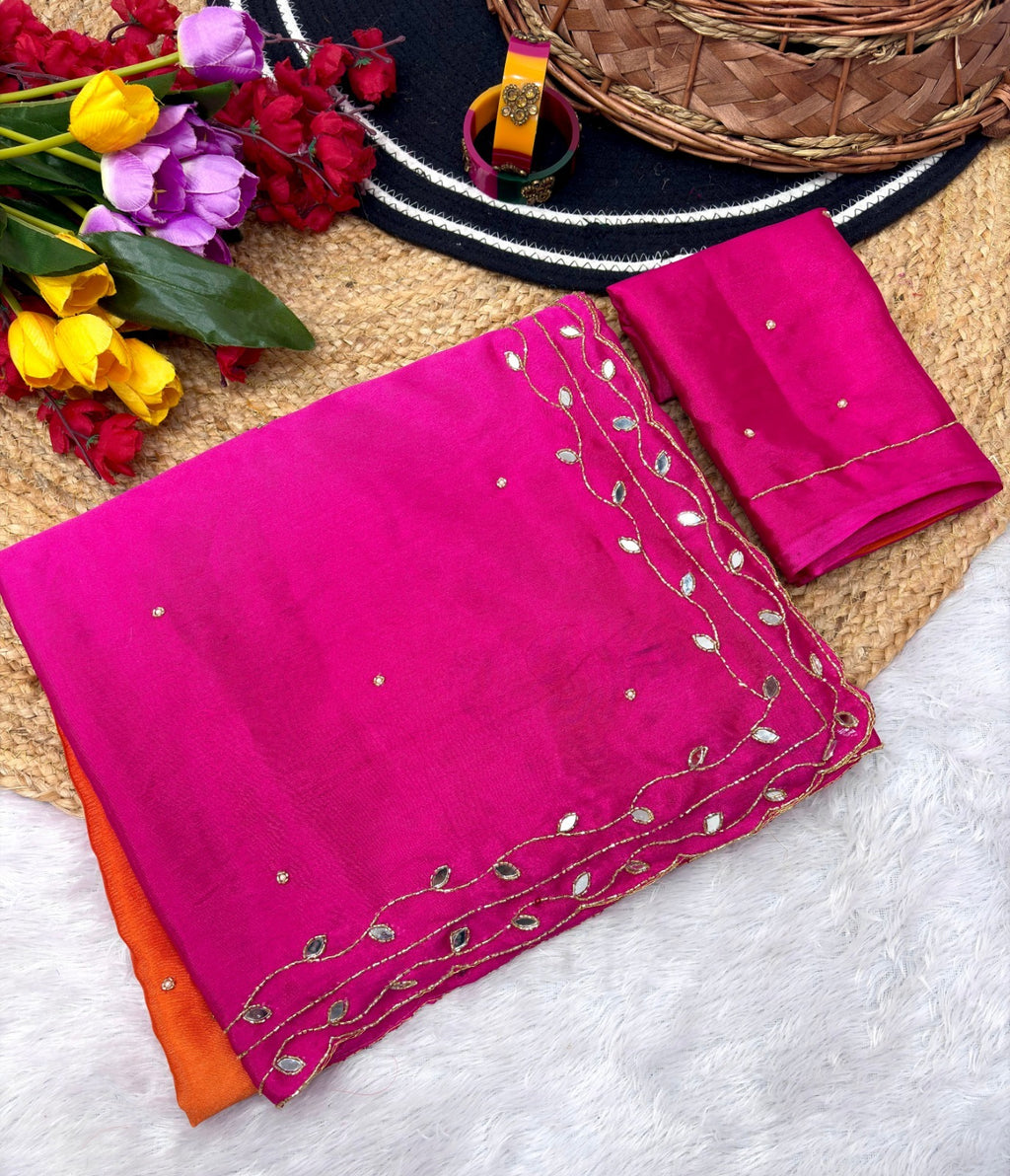 Pure Soft Chinon Peding 2d Saree