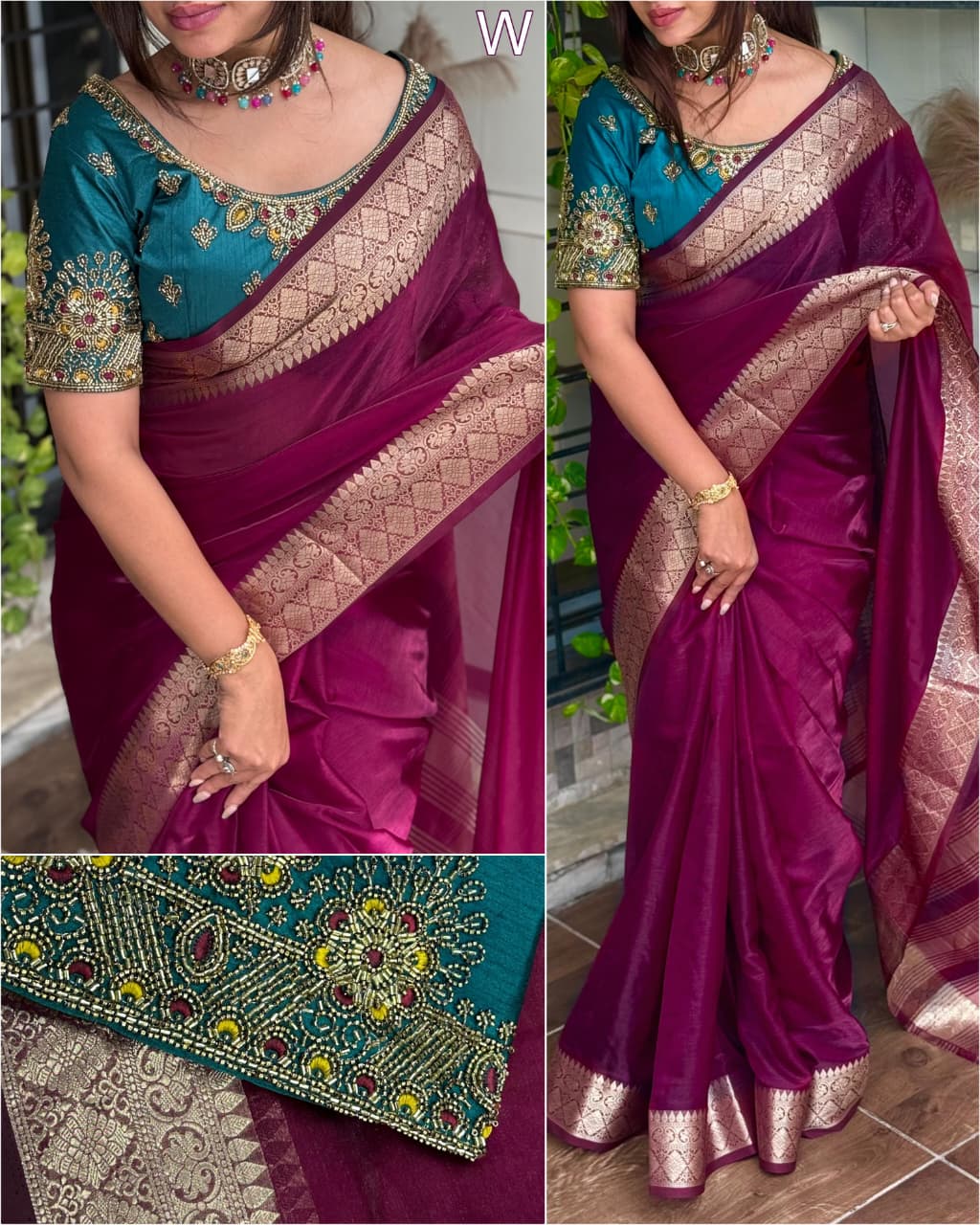 Princess Fandy Satin Work Blouse Saree