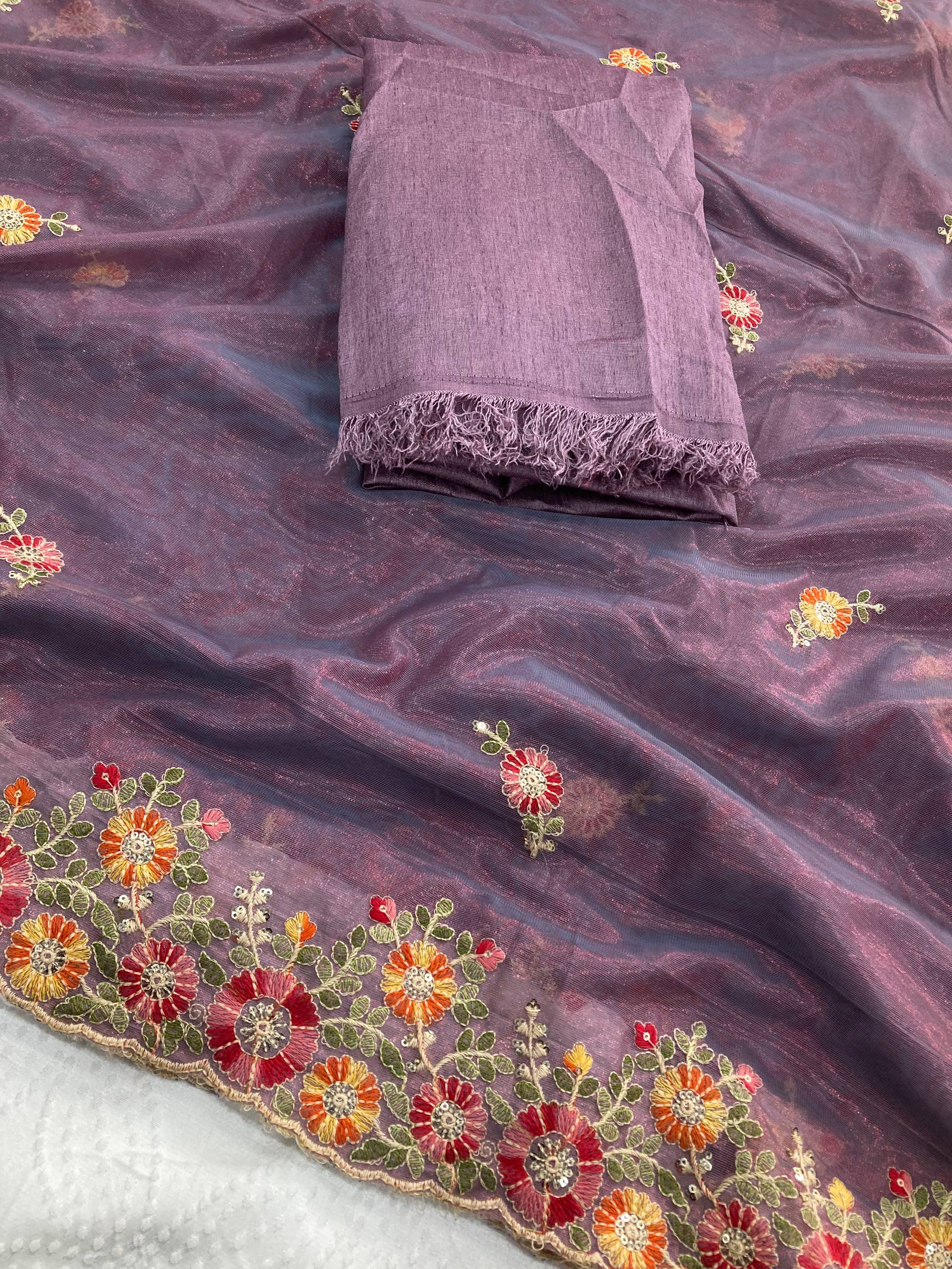 Party Wear Soft Twill Net Saree
