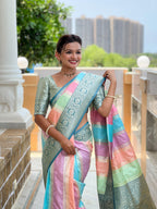 Soft Banarasi Multi Color Saree