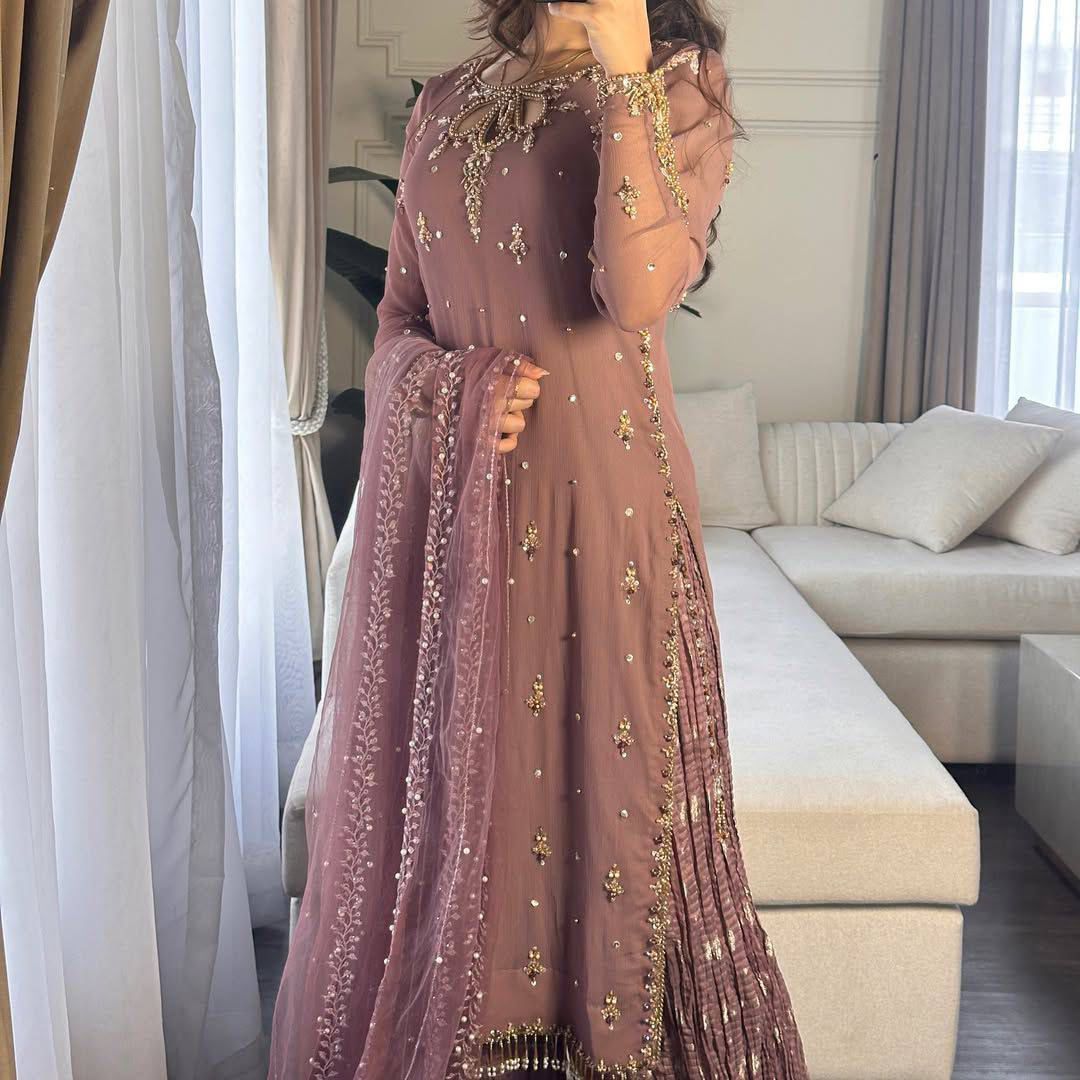 Fux Georgette Top Pallazo & Dupatta