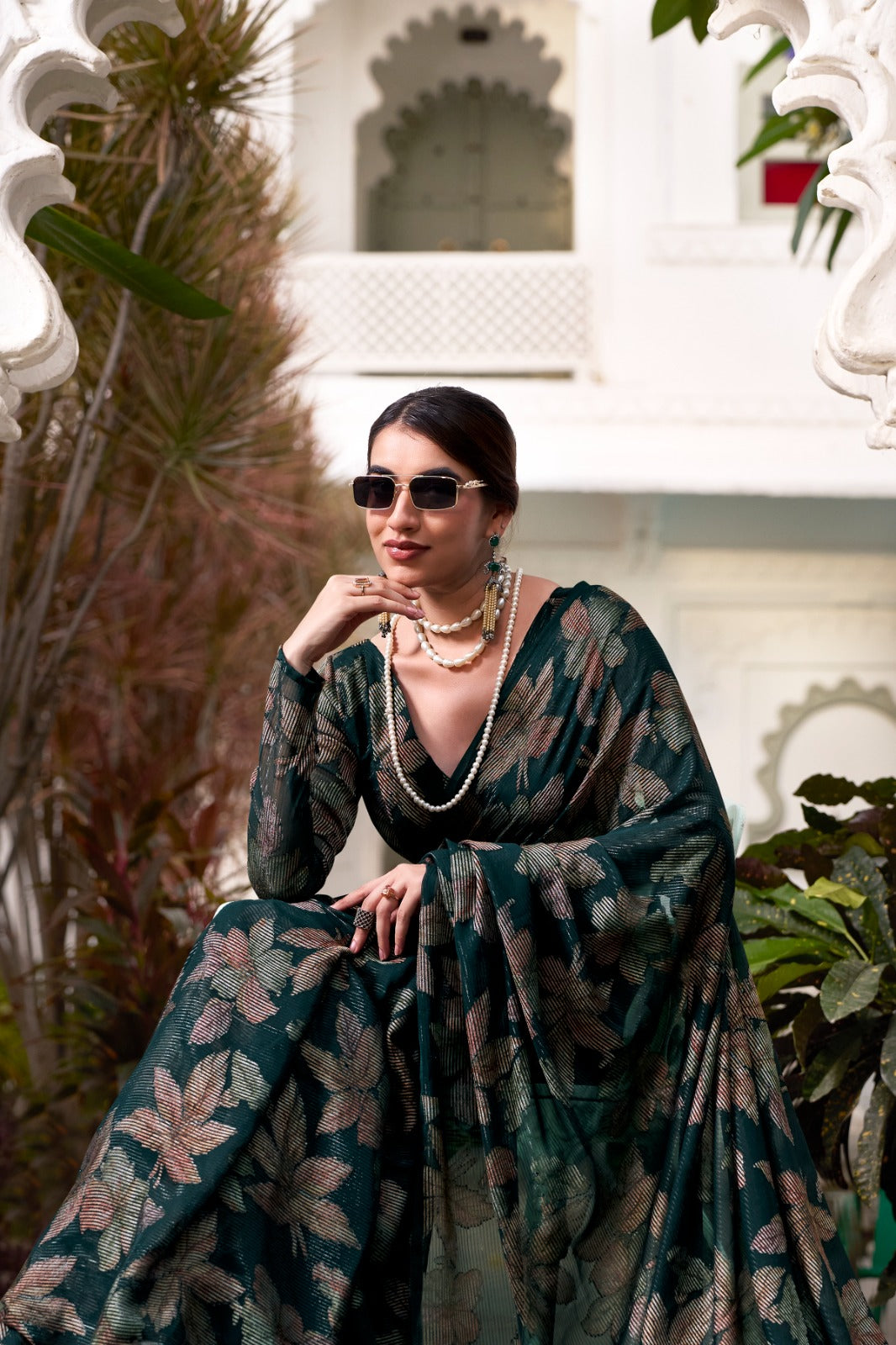 FLORAL LUREX BRASSO SAREE👗