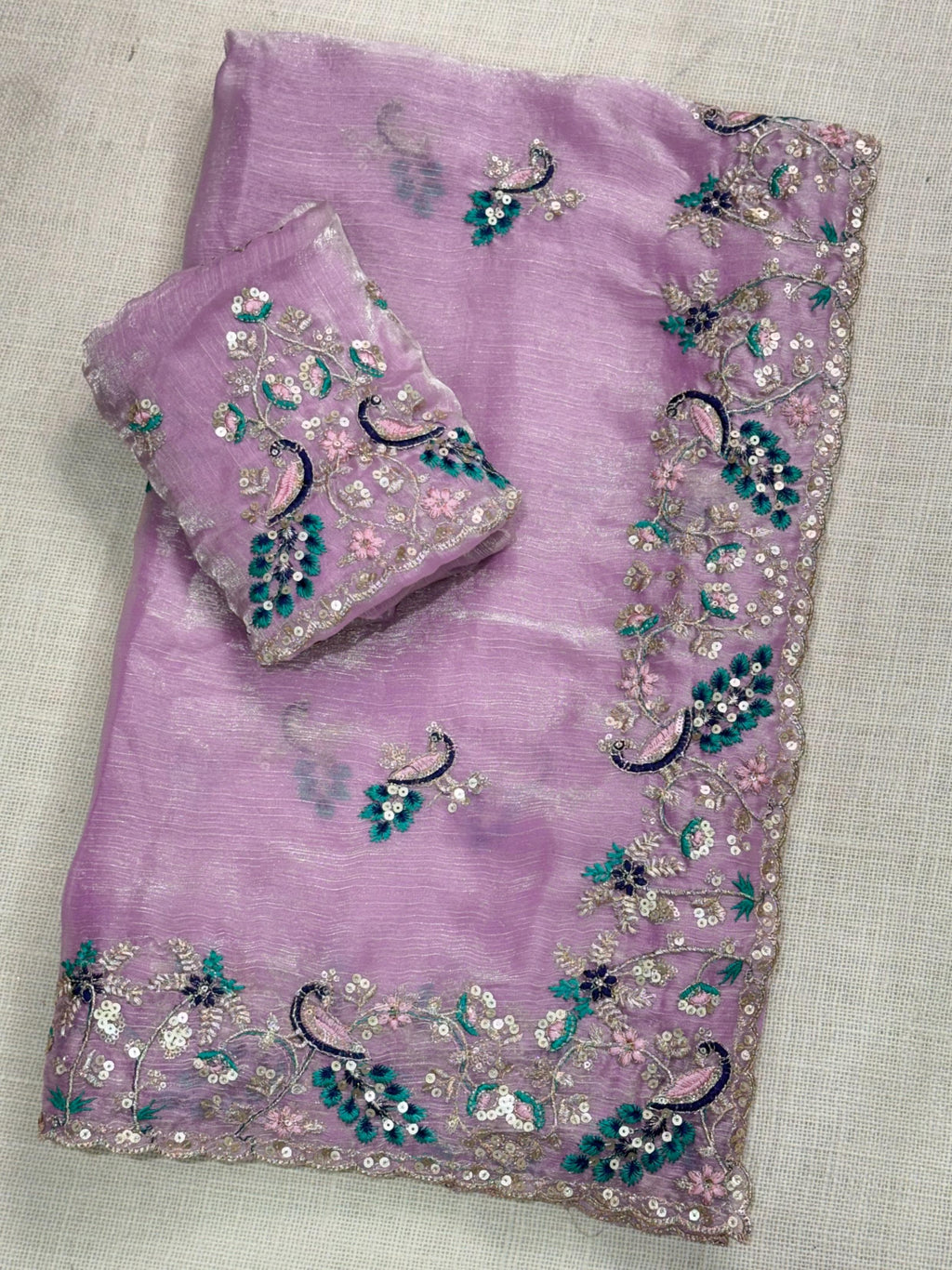 Gangaur Peacock Fandy Chiffon Saree