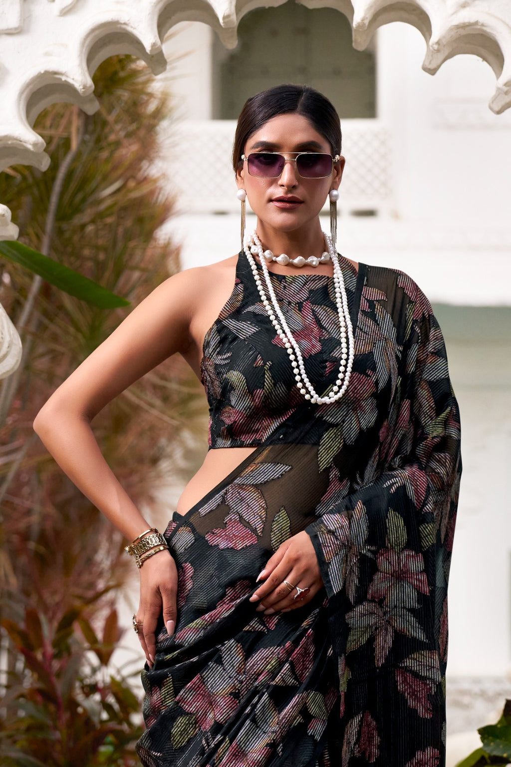 FLORAL LUREX BRASSO SAREE👗