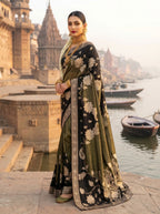 Pure Hand Dyeing Chainy Tissue Shimmer Saree