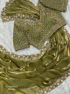 The ethereal Fandy satin fabric Saree