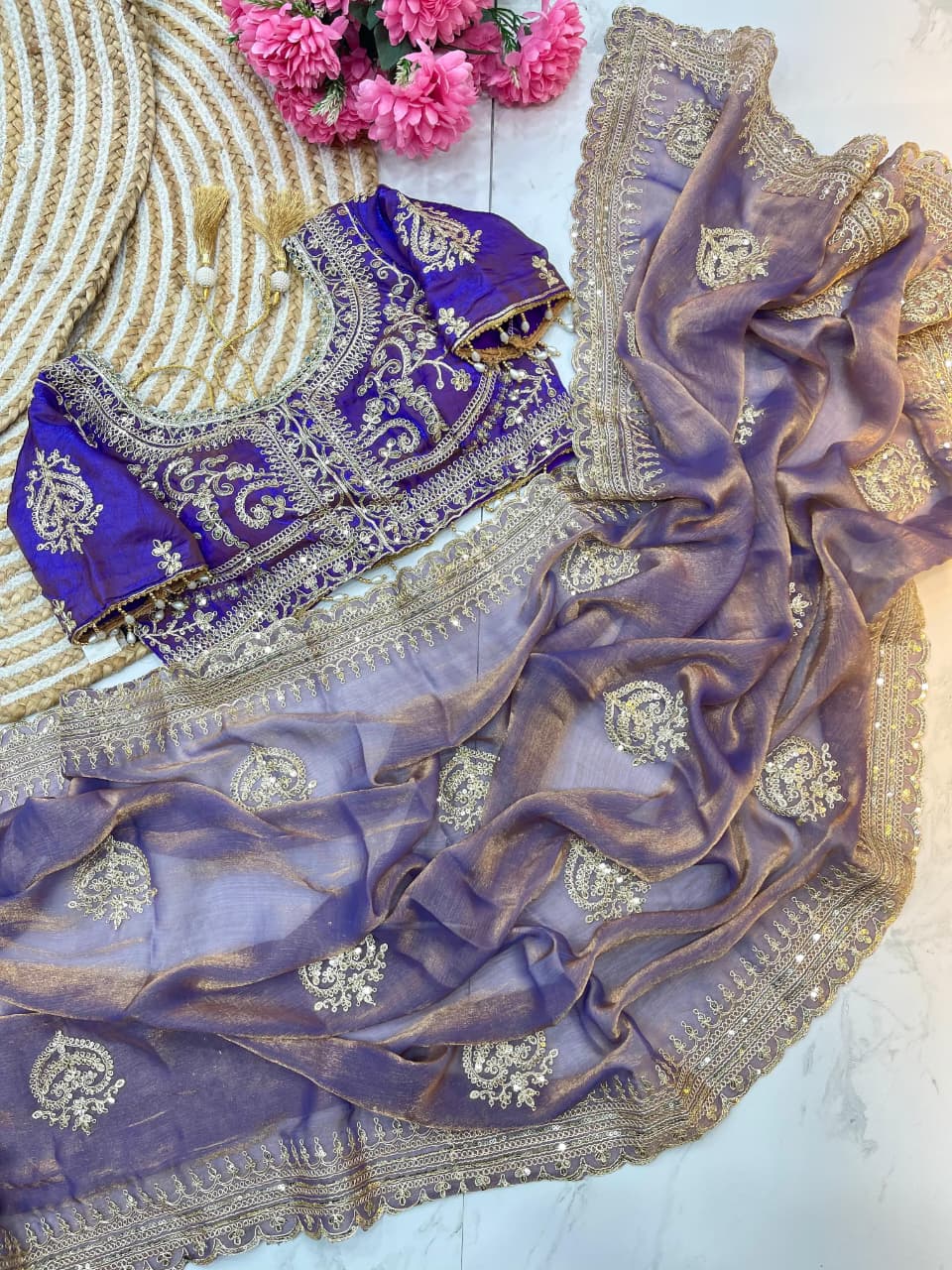 Embroidery Work Trending Saree