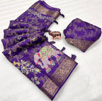 Heavy Purple Tussur Silk Saree