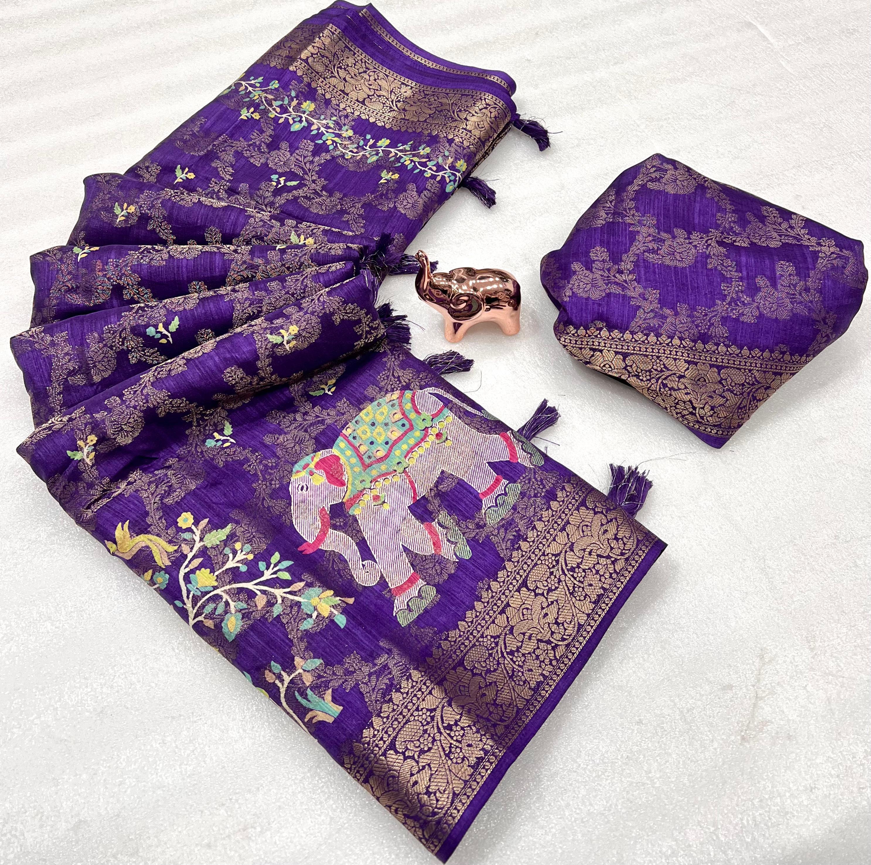 Heavy Purple Tussur Silk Saree