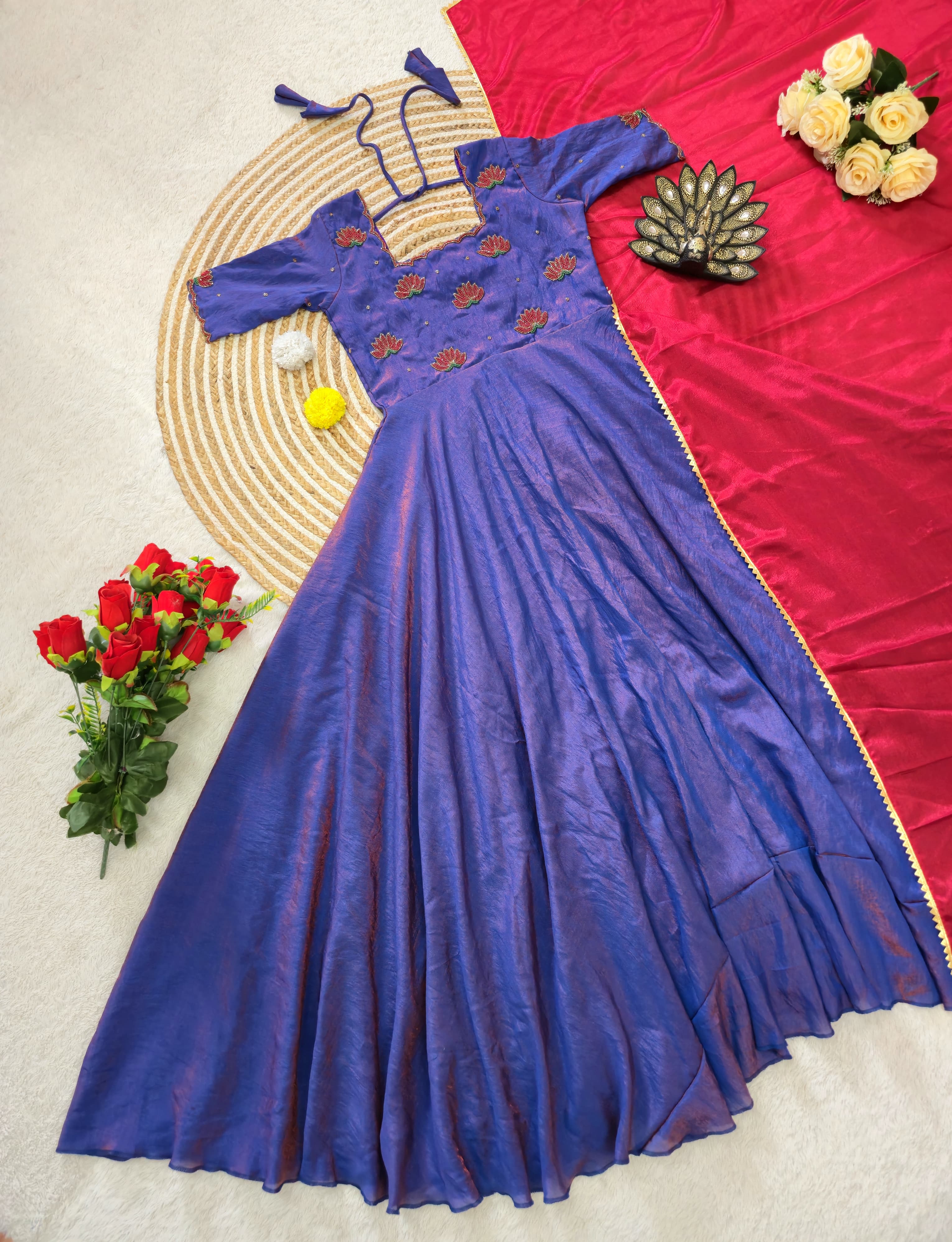 Maggam Hand Work Gown With Duppata