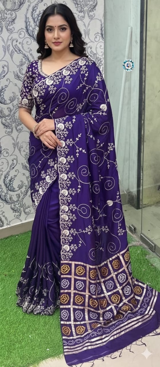 Super Soft Golden Cherod silk Fabric Sarees