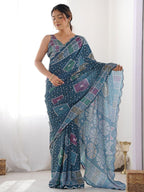 FLORA GORGETTE DIGITAL PRINT SAREE