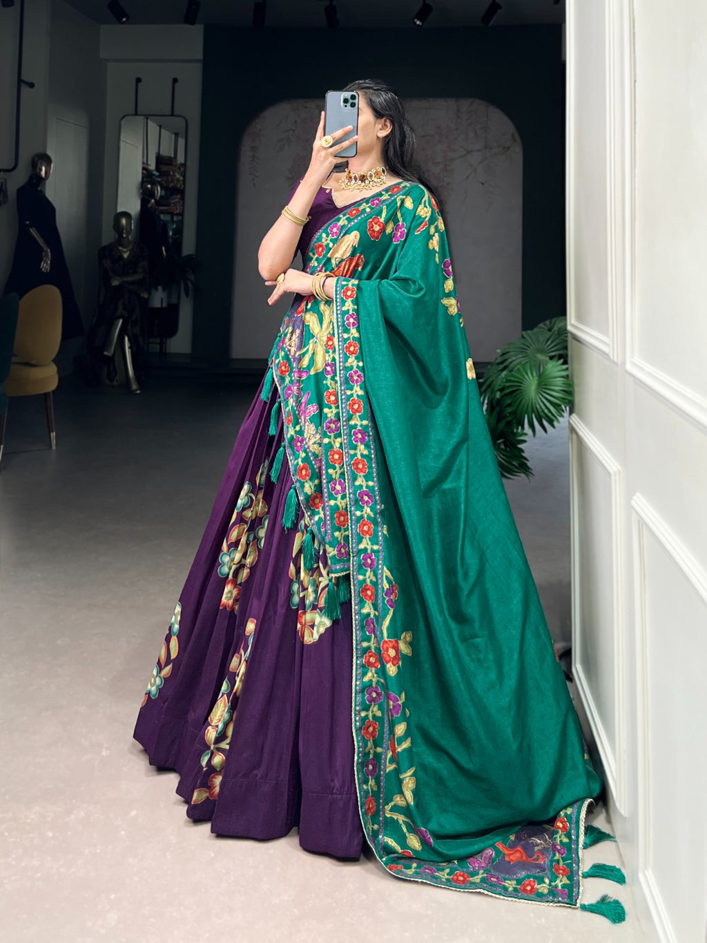 Festive Tusser Lehenga