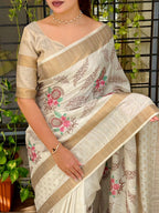 Tusser cotton Jacquard Saree