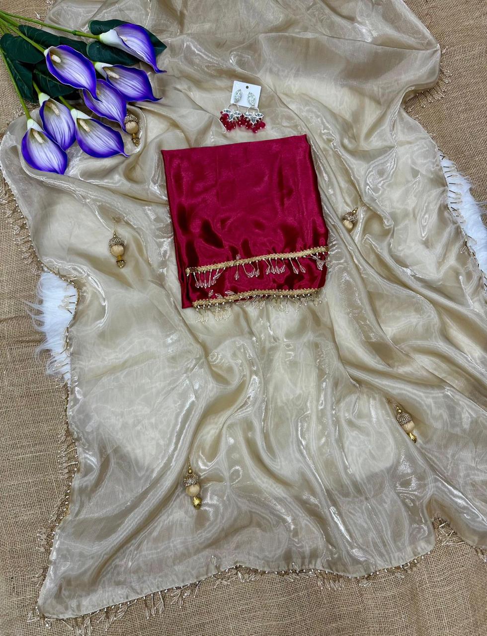 Gold Satin Saree