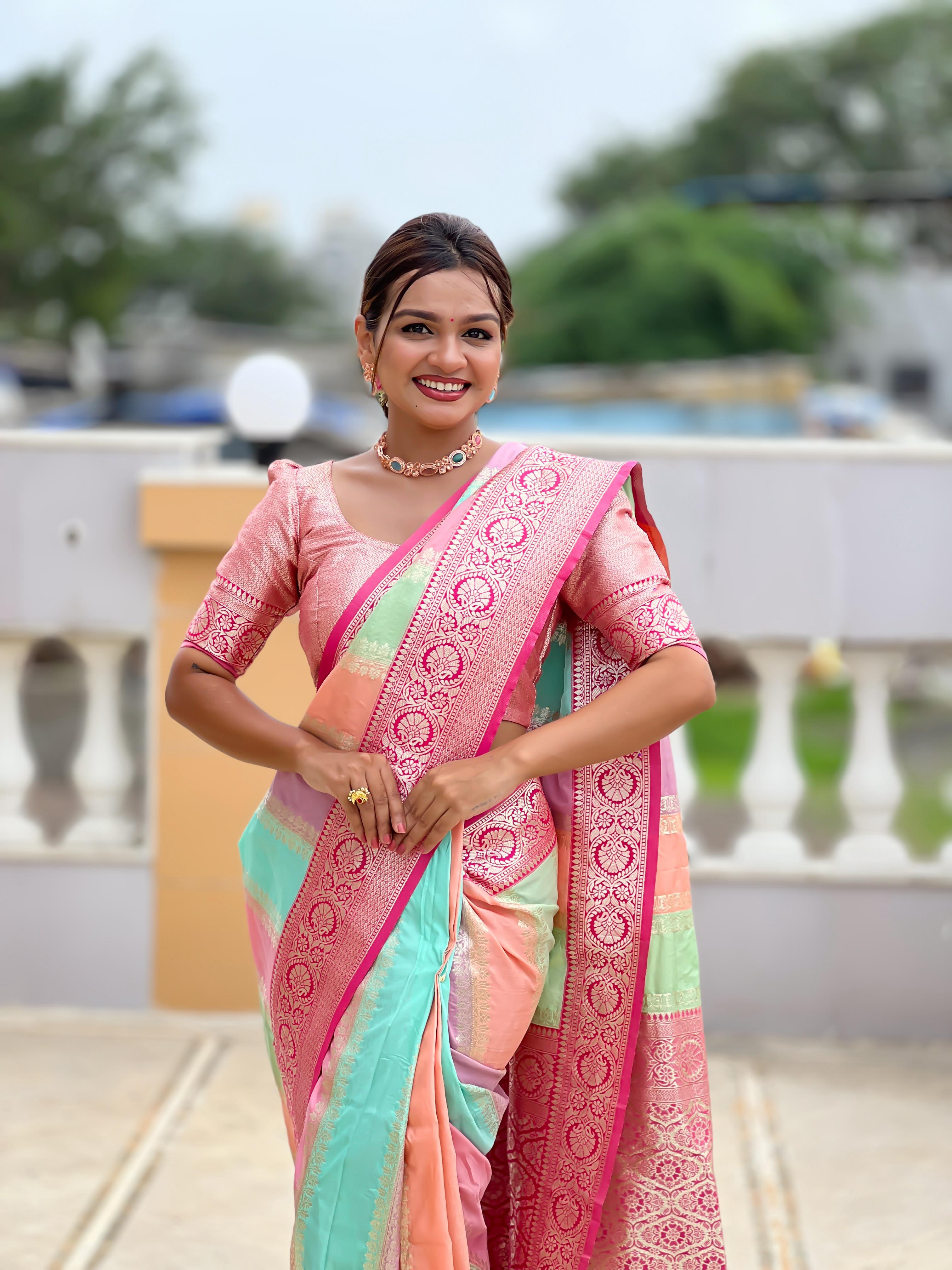 Soft Banarasi Multi Color Saree