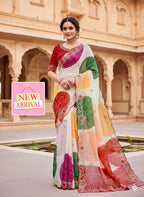 Bandhani print with Pita work Saree