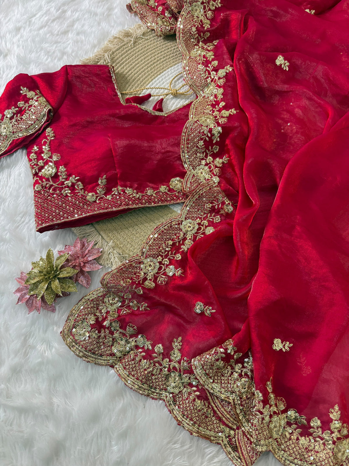 Wedding Perfect Space Satin Saree