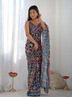 FLORA GORGETTE DIGITAL PRINT SAREE