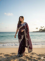 SOFT SPACE SILK SATIN CRUSH SAREE
