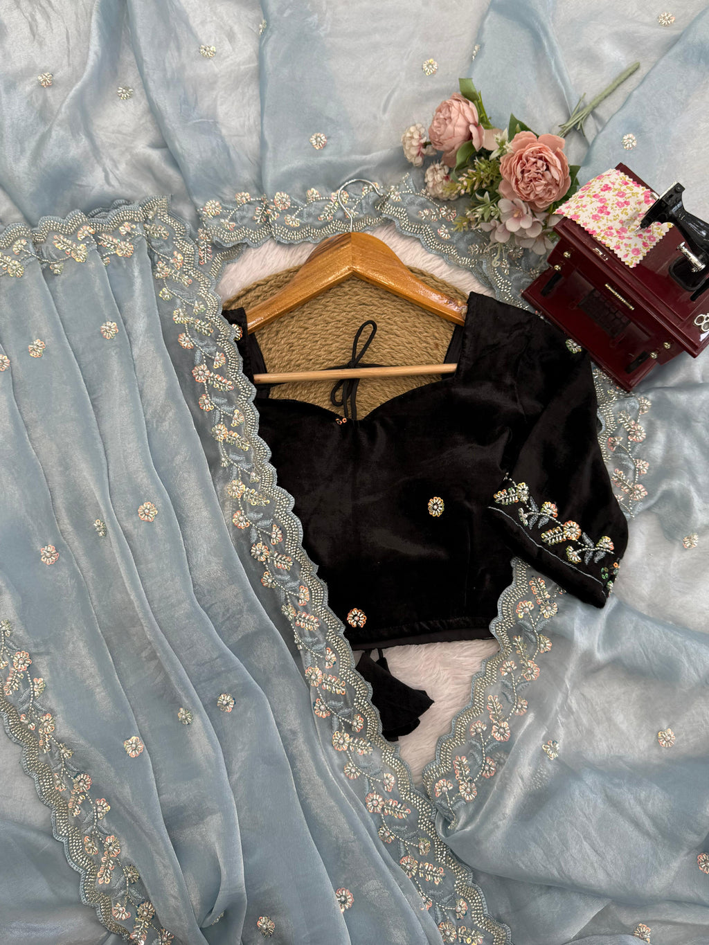 Fendy Silk Sky Wedding Saree