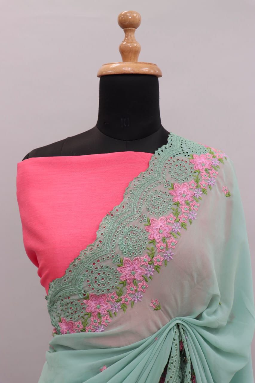 Embroidery Work Georgette Saree