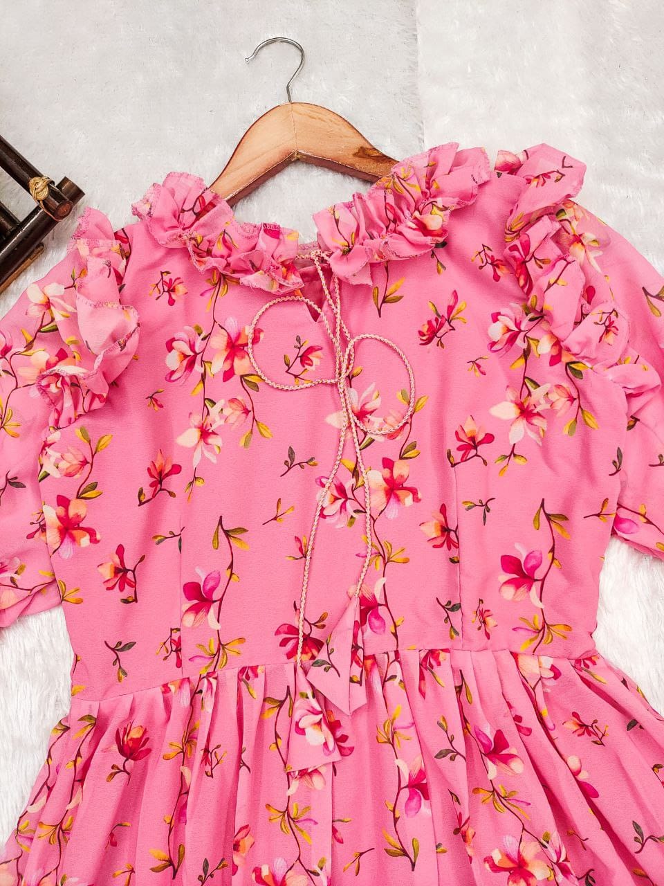 Carnation Pink Georgette Frock