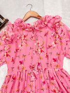 Carnation Pink Georgette Frock