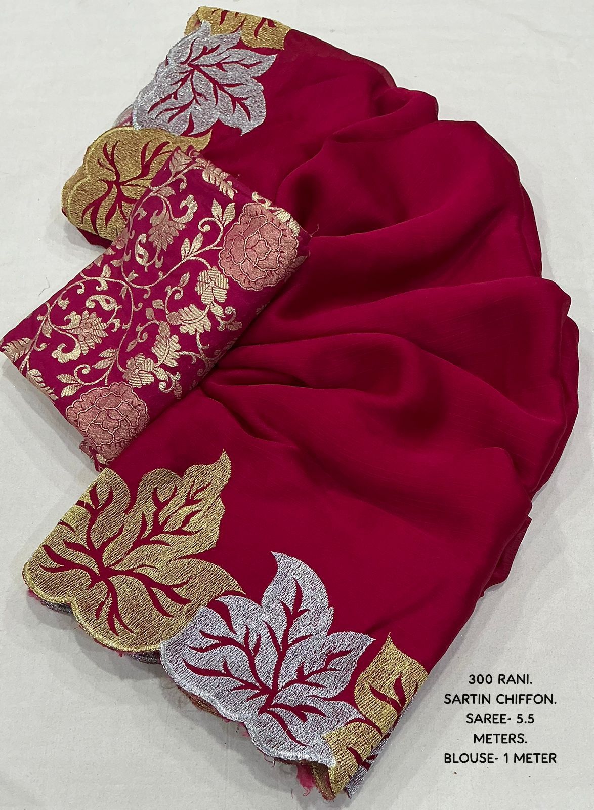 New Fancy Sartin Chiffon Emboridary Saree