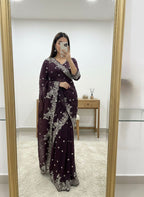 SOFT SPACE SILK SATIN CRUSH SAREE