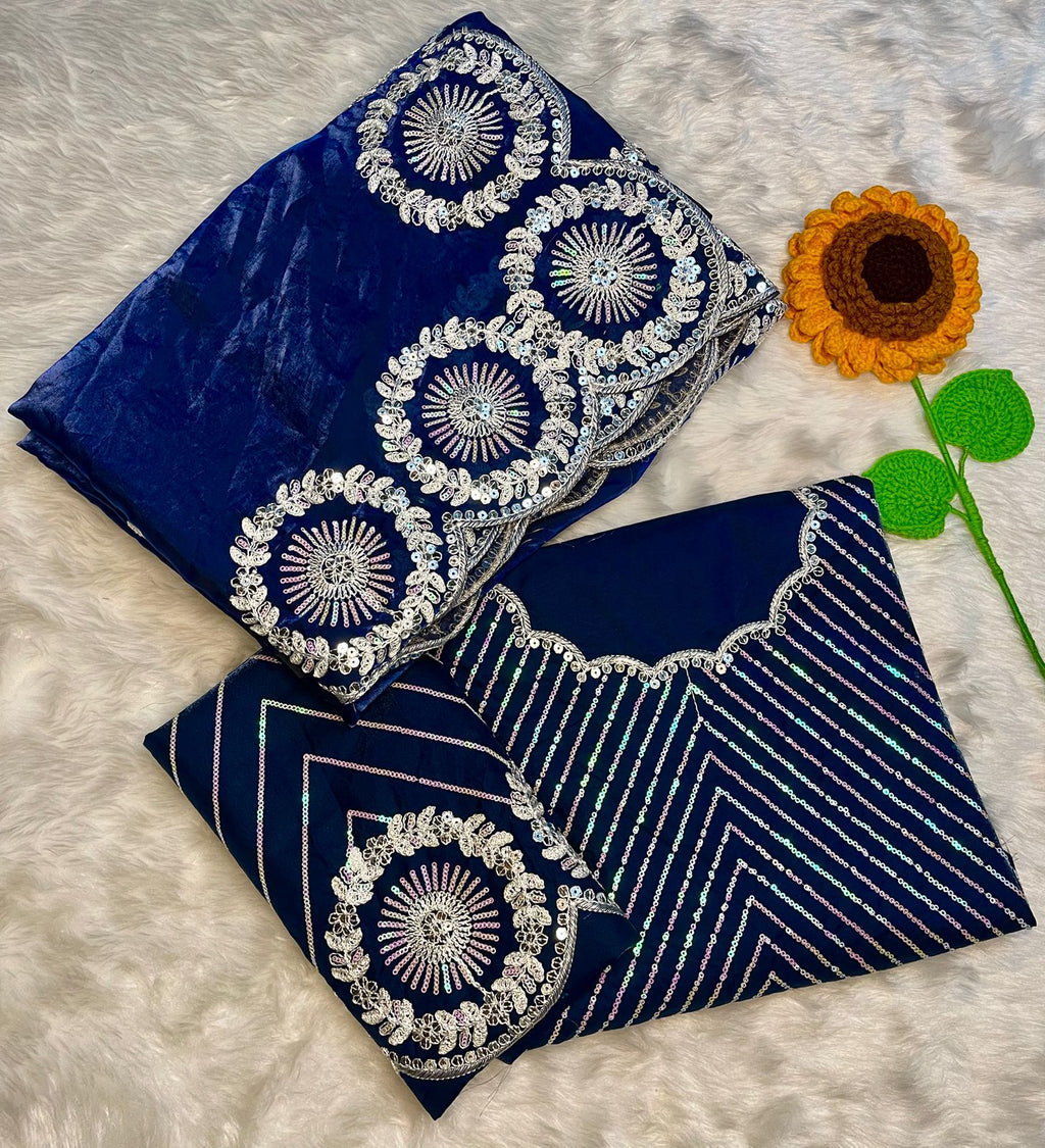 Wedding Premium fandy Satin fabrics Trisha Saree