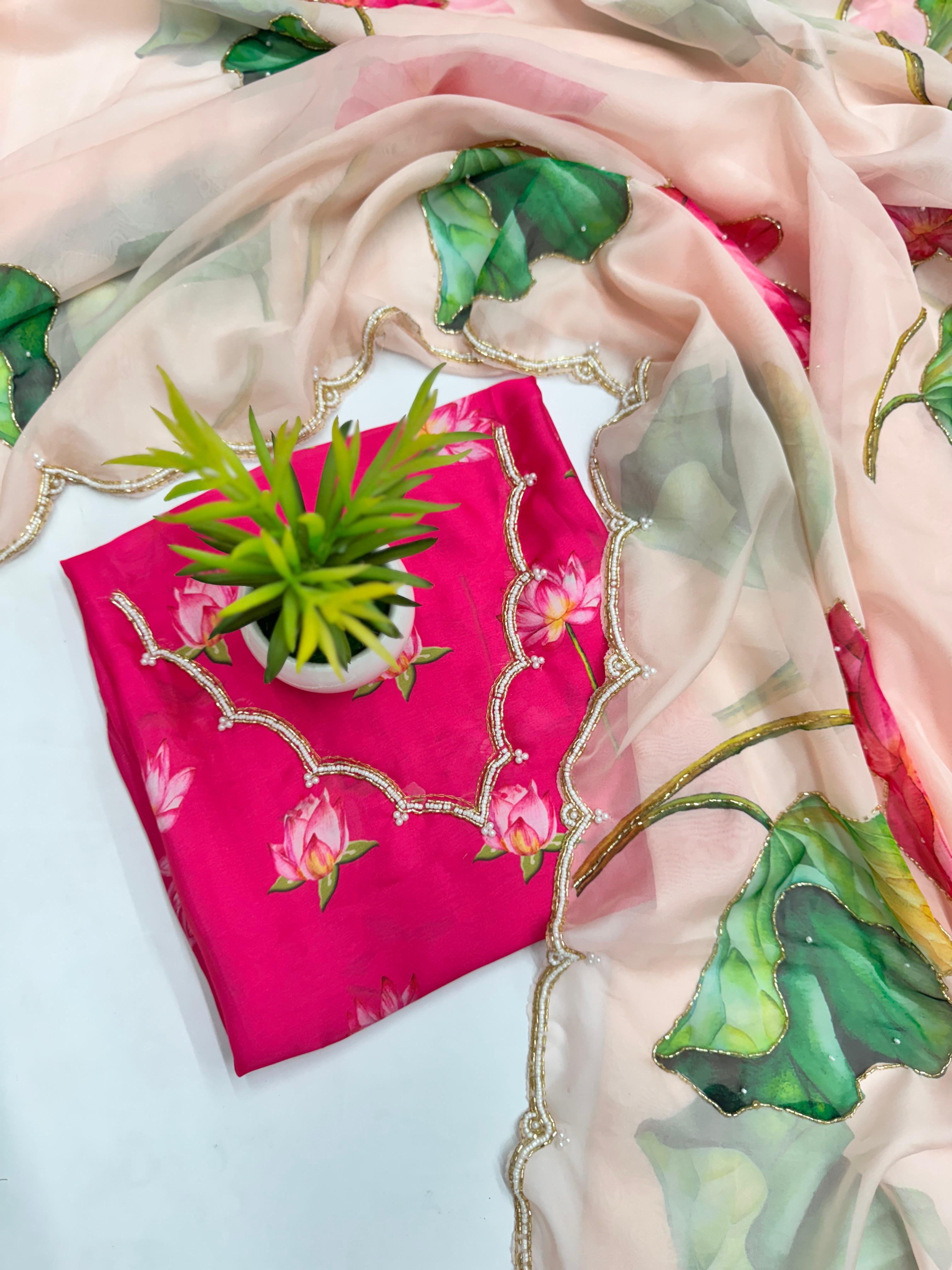 Soft mulmul organza saree
