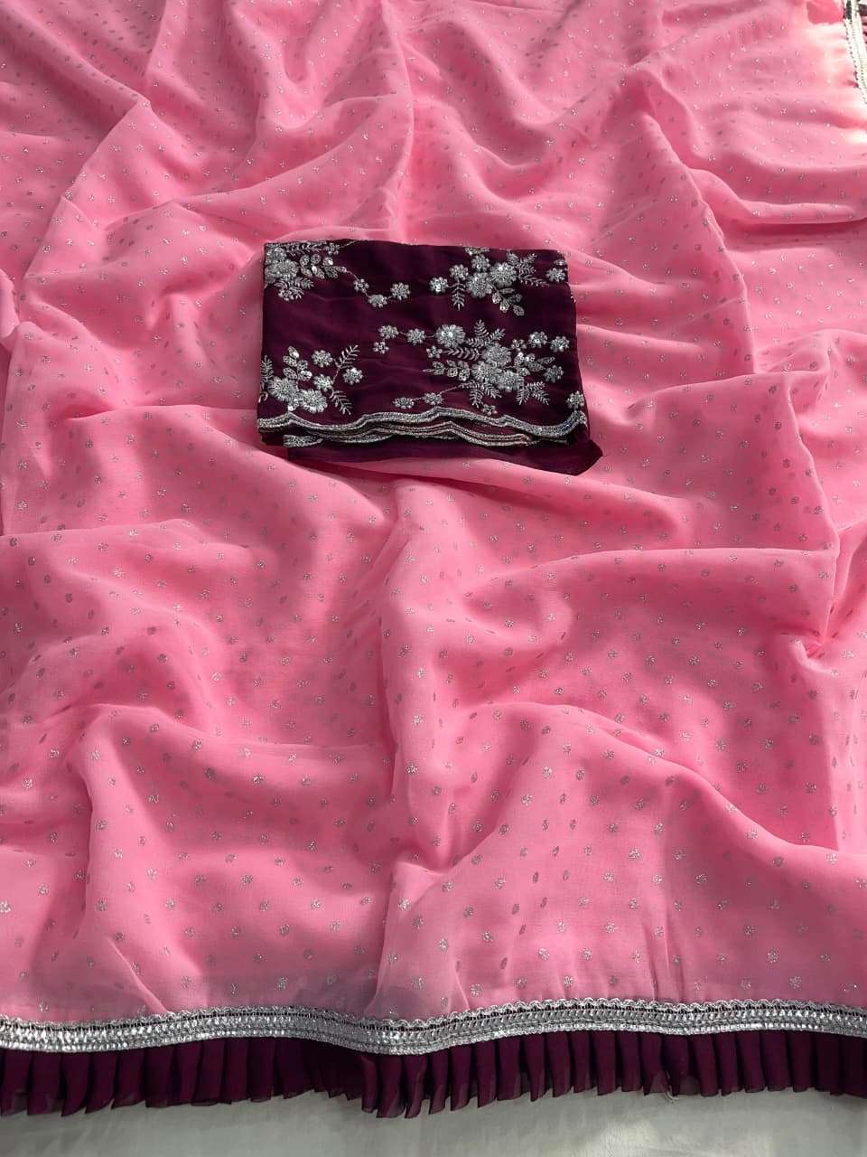 60 GRAM WITH FOILL PRINT FRILL LACE SAREE