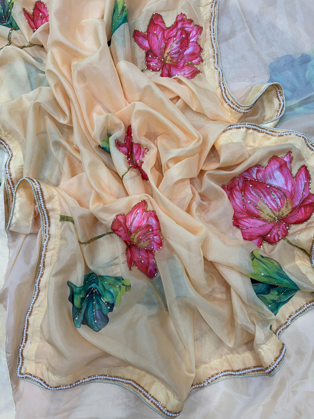 Floral Printed Tebby Silk saree