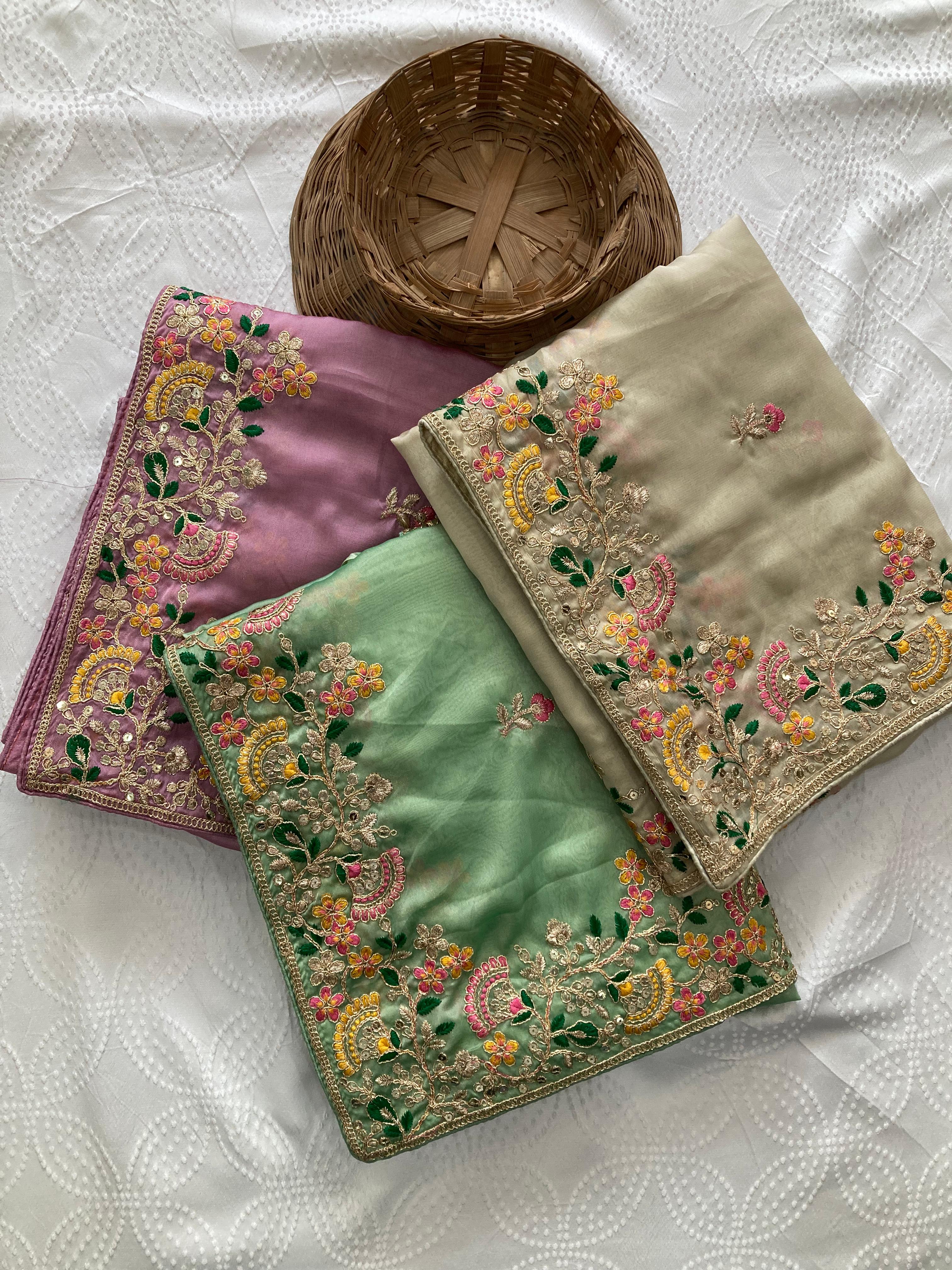 Soft Silk fabric with C-pallu Embroidered Work Saree
