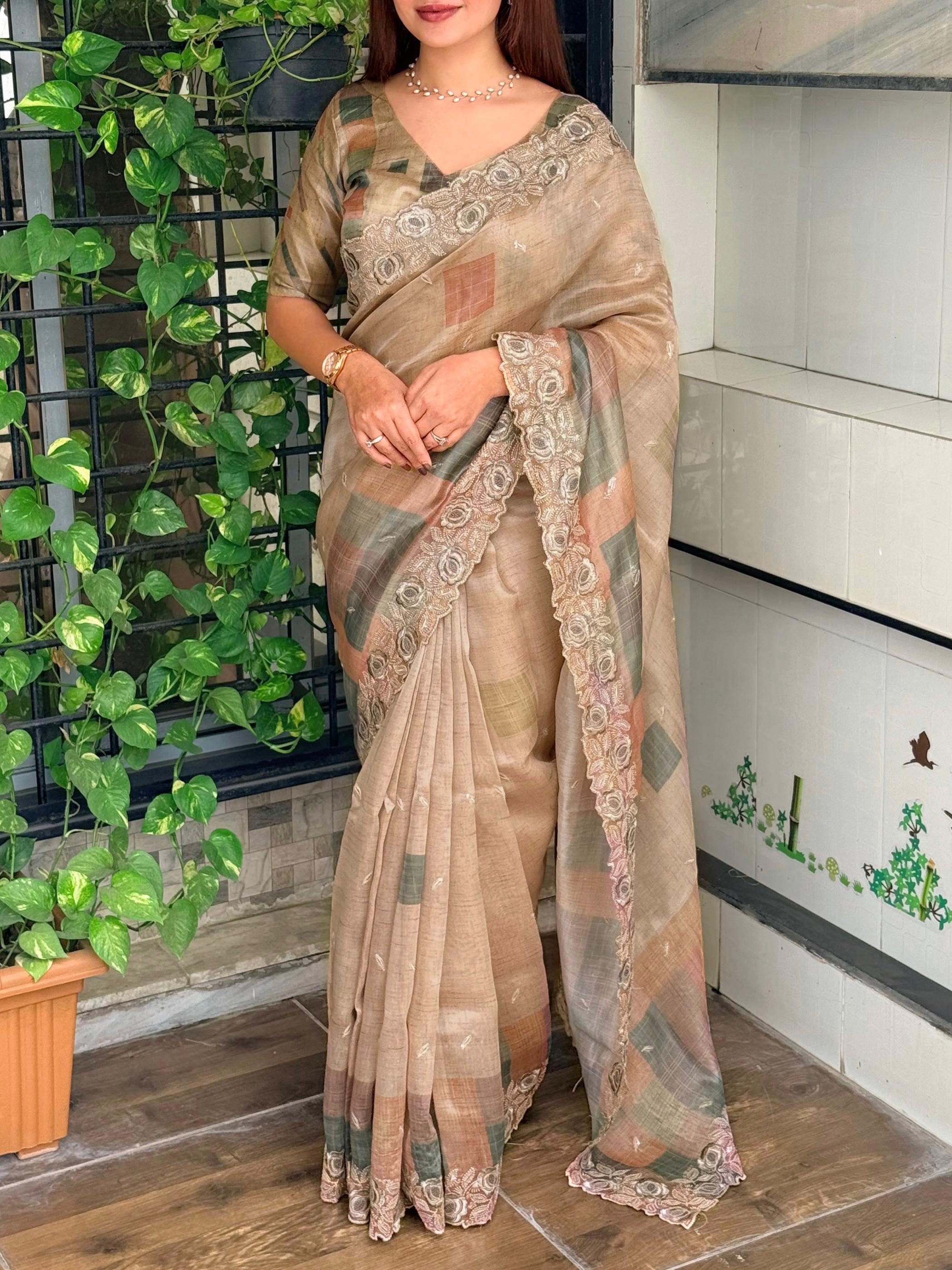 MariGold Glass Organza Saree