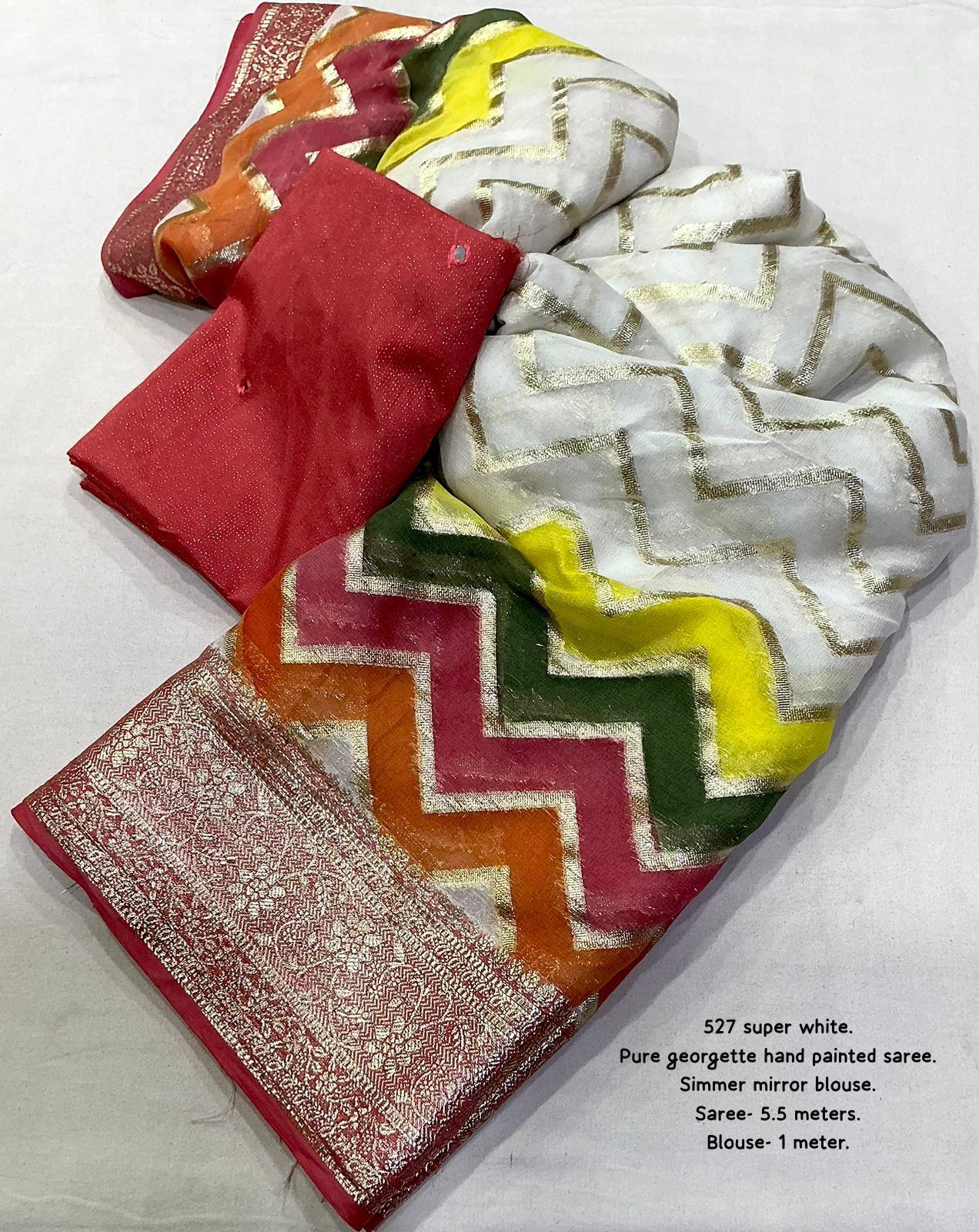 New Premium Hand Painted Pure Georgette Saree