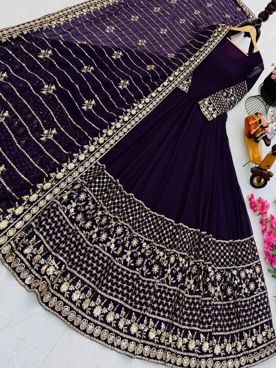 Designer Embroidered Anarkali Gown Dupatta Collection