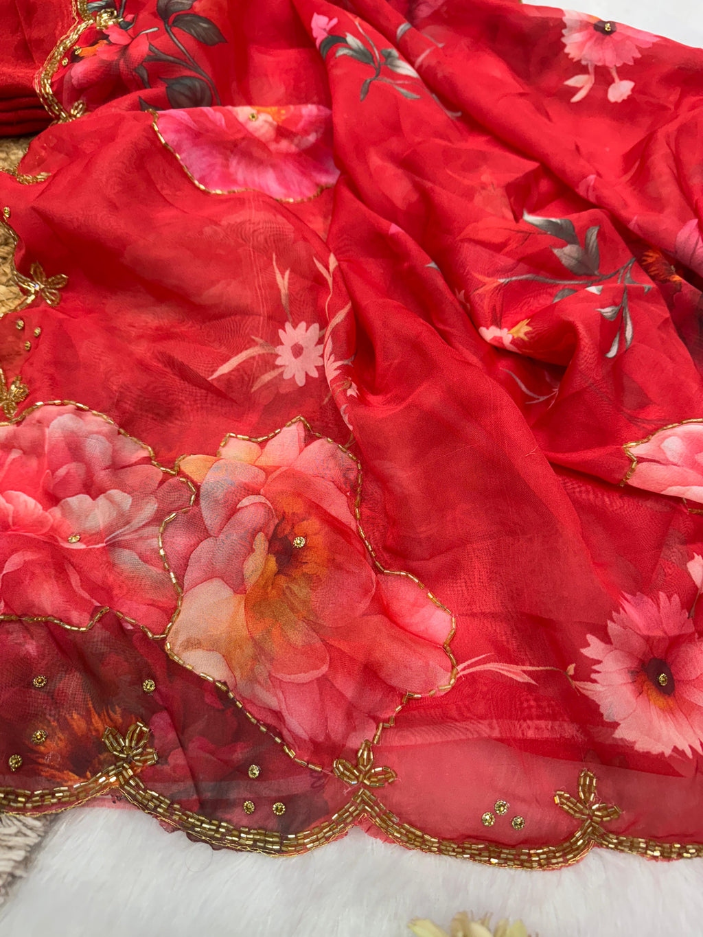 FLORAL HAND PRINTED SAREE