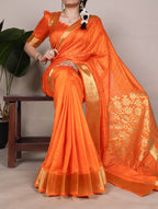 Dressing up for Onam in a raw silk saree