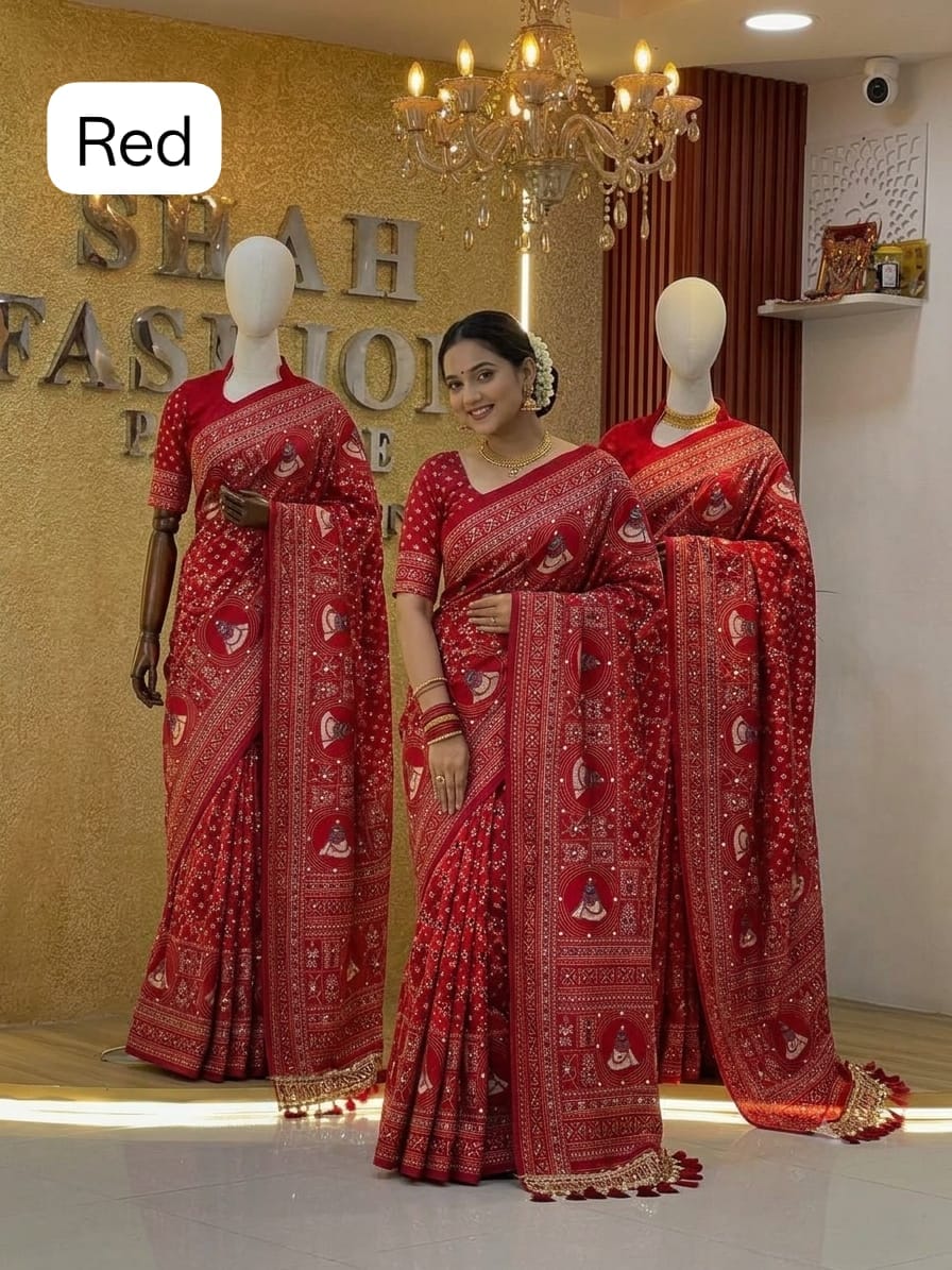 Ajrakh Sartin Viscose Saree