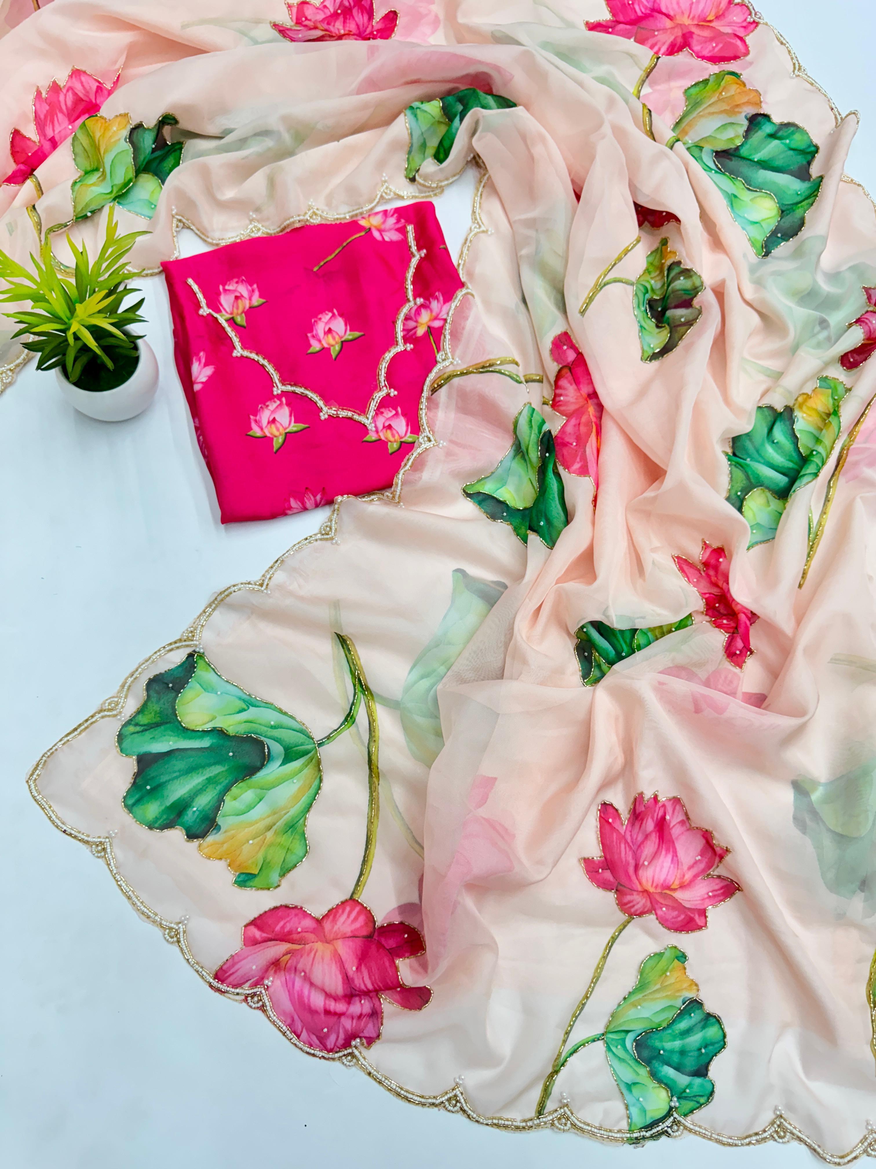 Soft mulmul organza saree